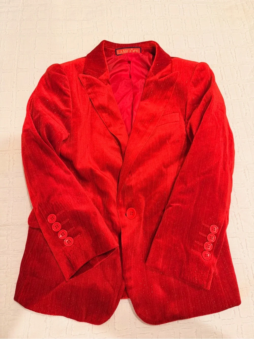 Red Velvet Blazer - Women's Tailored Single-Button Jacket